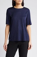 KOBI HALPERIN Nadia Perforated Stretch Silk Top Midnight Blue at Nordstrom,