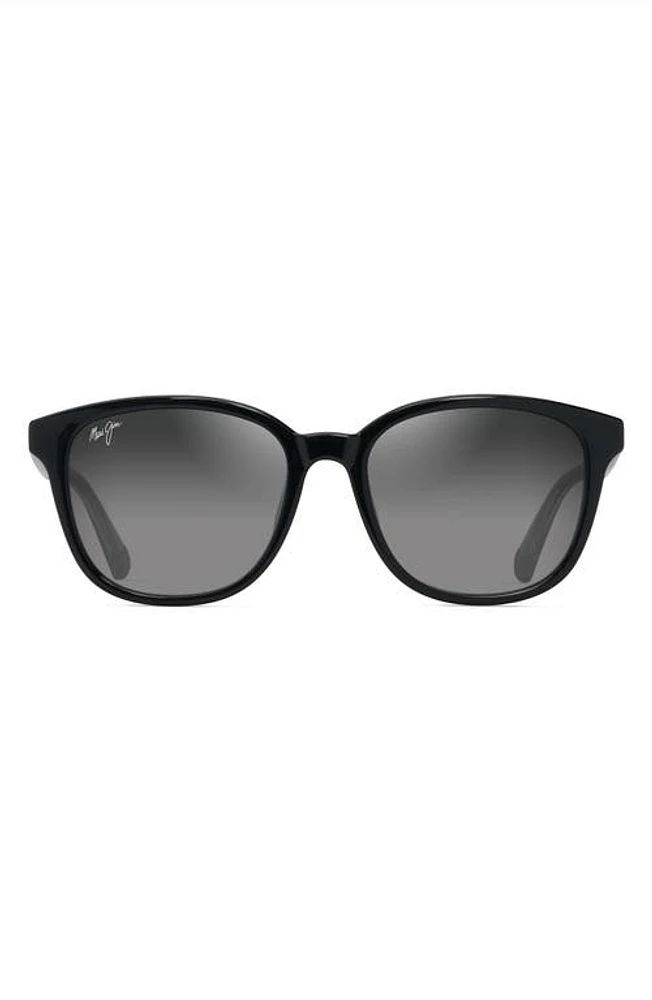 Maui Jim Kuikahi 55mm Gradient PolarizedPlus2 Square Sunglasses in Shiny Black W/trans Light Grey at Nordstrom