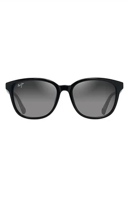 Maui Jim Kuikahi 55mm Gradient PolarizedPlus2 Square Sunglasses in Shiny Black W/trans Light Grey at Nordstrom