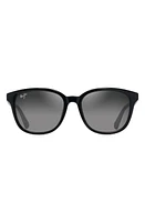 Maui Jim Kuikahi 55mm Gradient PolarizedPlus2 Square Sunglasses in Shiny Black W/trans Light Grey at Nordstrom