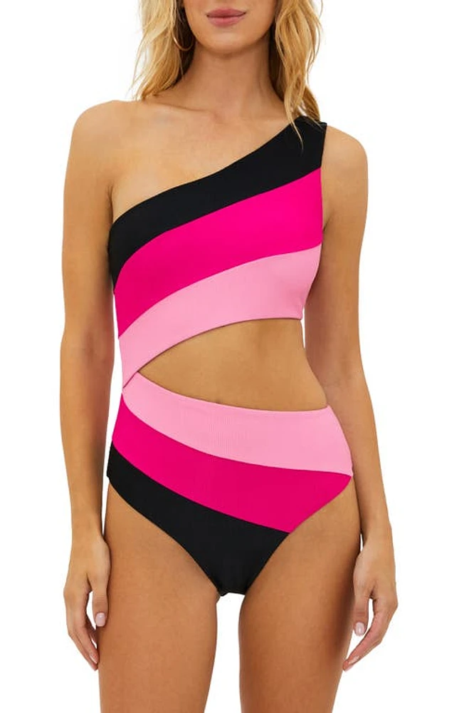 Beach Riot Joyce Stripe Cutout One-Piece Swimsuit Amour Colorblock at Nordstrom,