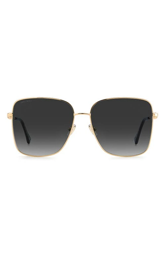 Jimmy Choo Hesters 59mm Gradient Square Sunglasses in Black Gold /Grey Shaded at Nordstrom