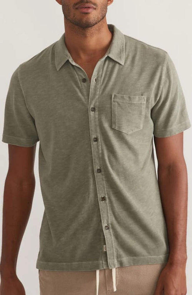 Marine Layer Cotton Slub Button-Up Shirt Vetiver at Nordstrom,