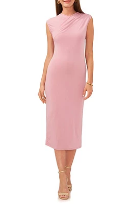 Vince Camuto Drape Cross Neck Sleeveless Midi Dress at Nordstrom,