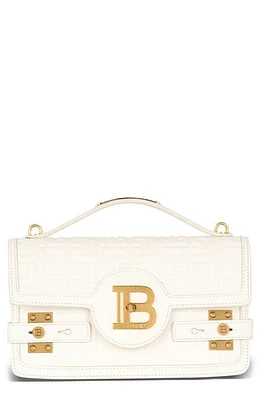 Balmain B-Buzz 24 Monogram Embossed Leather Top Handle Bag in 0Da Cream at Nordstrom