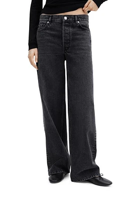 MANGO High Waist Wide Leg Jeans Black Denim at Nordstrom,