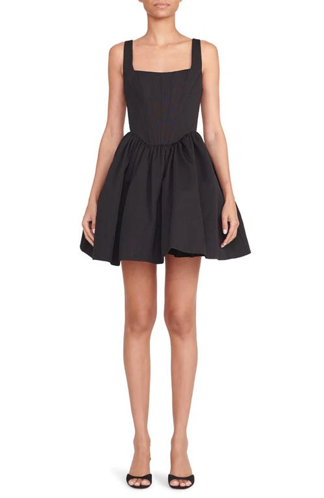 STAUD Landscape Corset Bodice Fit & Flare Dress Black at Nordstrom,