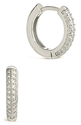 Sterling Forever Pavé Cubic Zirconia Huggie Hoop Earrings in Silver at Nordstrom