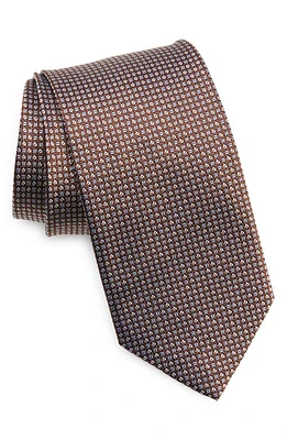 David Donahue Neat Silk Tie in Chocolate at Nordstrom