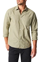 Billy Reid John Basket Weave Pattern Button-Up Shirt Olive at Nordstrom,