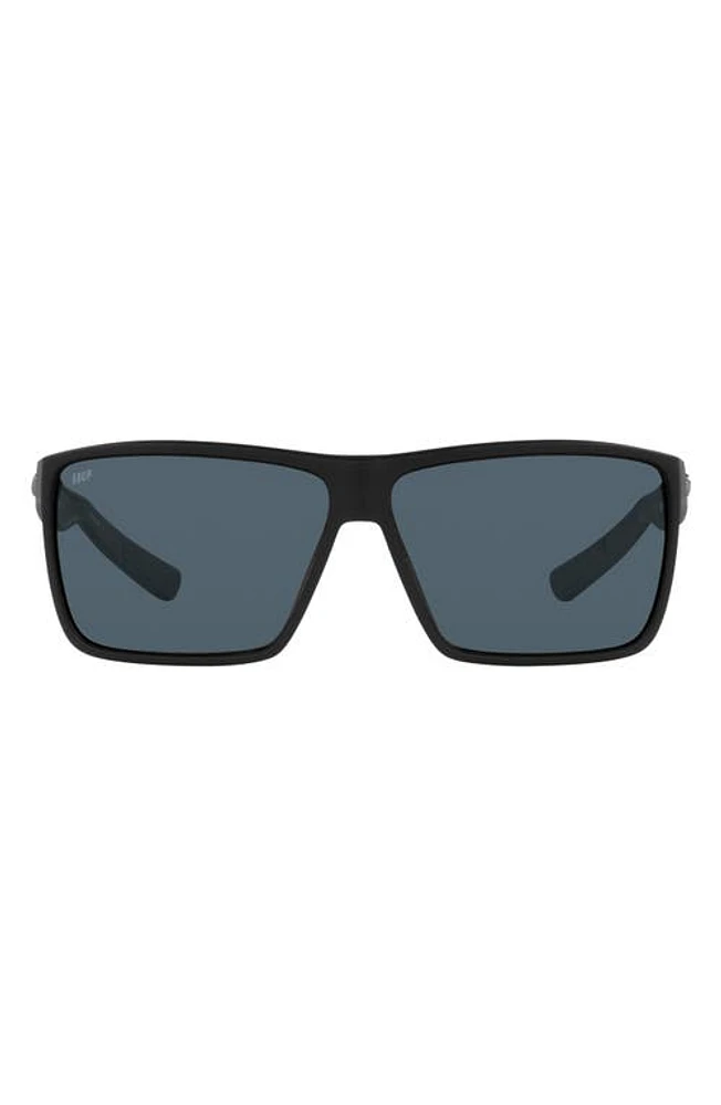 Costa Del Mar 63mm Polarized Oversize Rectangular Sunglasses in Matte Black 2 at Nordstrom