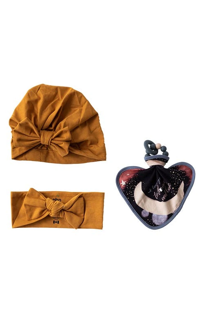 EARTH BABY OUTFITTERS Kids' Bow Hat, Head Wrap and Teether Toy Set in at Nordstrom