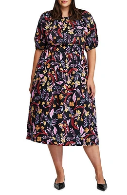 Estelle Flamingo Floral Midi Dress Print at Nordstrom,