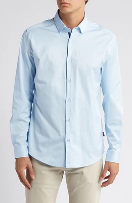 Stone Rose Solid Blue DryTouch Performance Sateen Button-Up Shirt Light at Nordstrom,