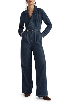 Madewell Long Sleeve Tailored Straight Leg Denim Jumpsuit Norvell Wash at Nordstrom,