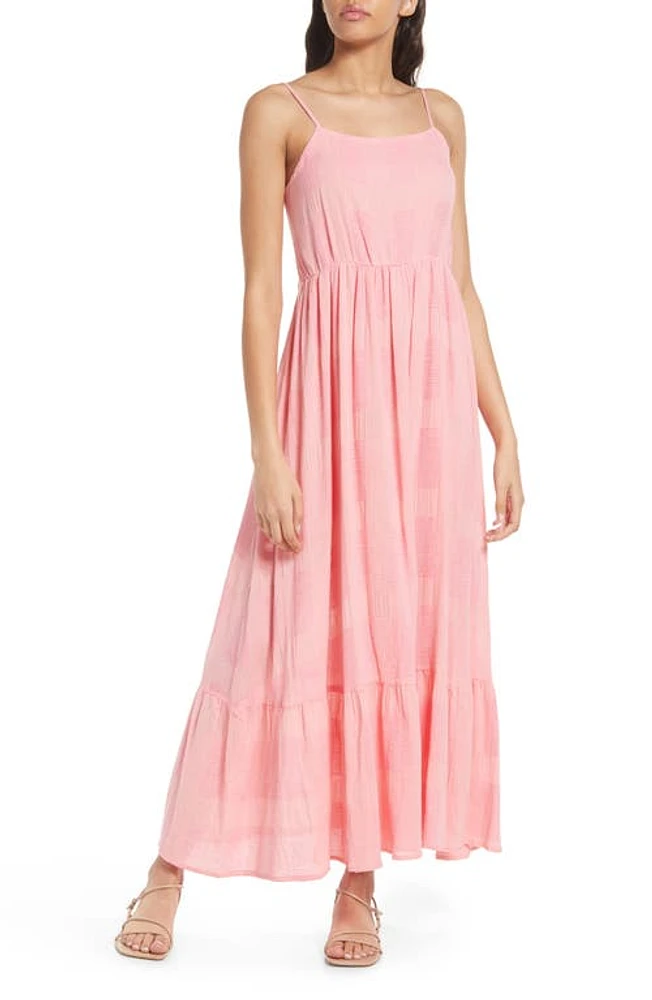 FRNCH Maissane Woven Cotton Blend Maxi Sundress in Rose at Nordstrom, Size Medium