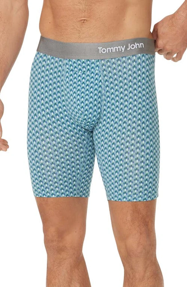 Tommy John Cool Cotton 8-Inch Boxer Briefs in Arctic Checkered Pinstripe at Nordstrom, Size Small