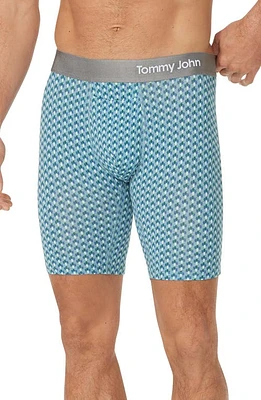 Tommy John Cool Cotton 8-Inch Boxer Briefs in Arctic Checkered Pinstripe at Nordstrom, Size Small