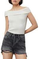 AllSaints Livia Rib Off the Shoulder Sweater Chalk White at Nordstrom,