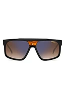 Carrera Eyewear 59mm Flat Top Sunglasses in Black Horn/Brown Blue Mirror at Nordstrom