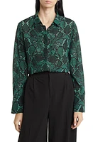 KOBI HALPERIN Snakeskin Print Silk Shirt in Ivy Multi at Nordstrom, Size Small