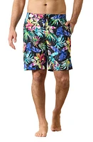 Tommy Bahama Baja Hasta La Fuego Floral Swim Trunks Black at Nordstrom,