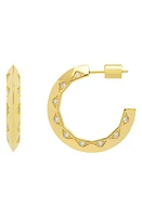 Estella Bartlett Quilted Cubic Zirconia Hoop Earrings in Gold at Nordstrom