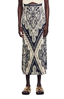 sandro Teylana Paisley Print Skirt in Beige /Navy at Nordstrom, Size 2