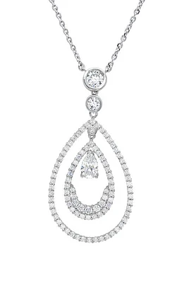 Crislu x Andrew Prince Pear-Shaped Double Loop Pendant Necklace in Platinum at Nordstrom