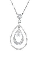 Crislu x Andrew Prince Pear-Shaped Double Loop Pendant Necklace in Platinum at Nordstrom