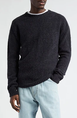 Noah Shetland Wool Crewneck Sweater Charcoal at Nordstrom,