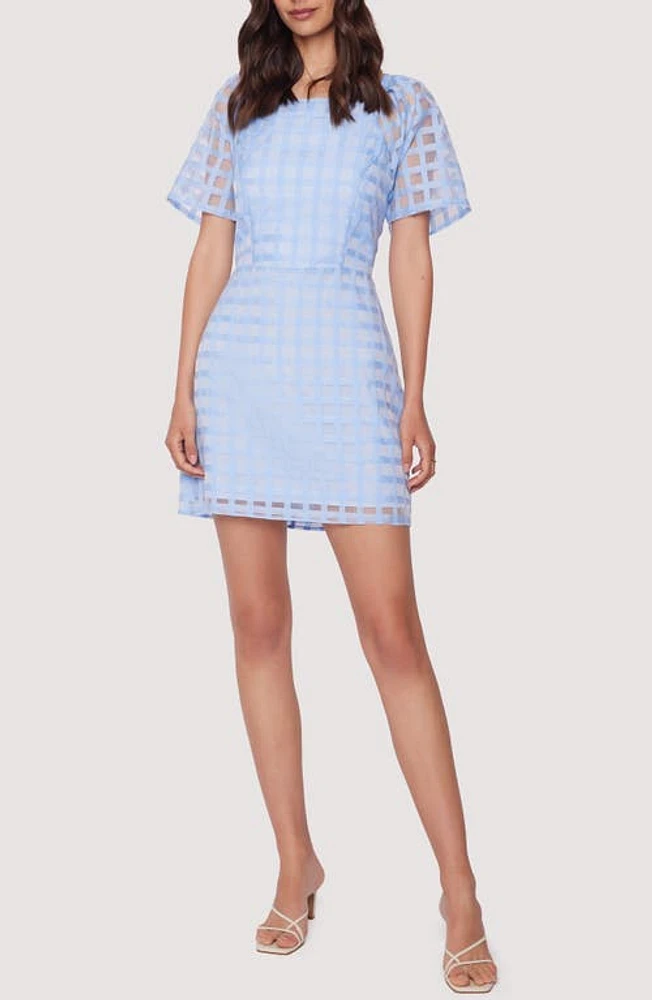 Lost + Wander High Tide Grid Overlay Minidress Baby Blue White at Nordstrom,