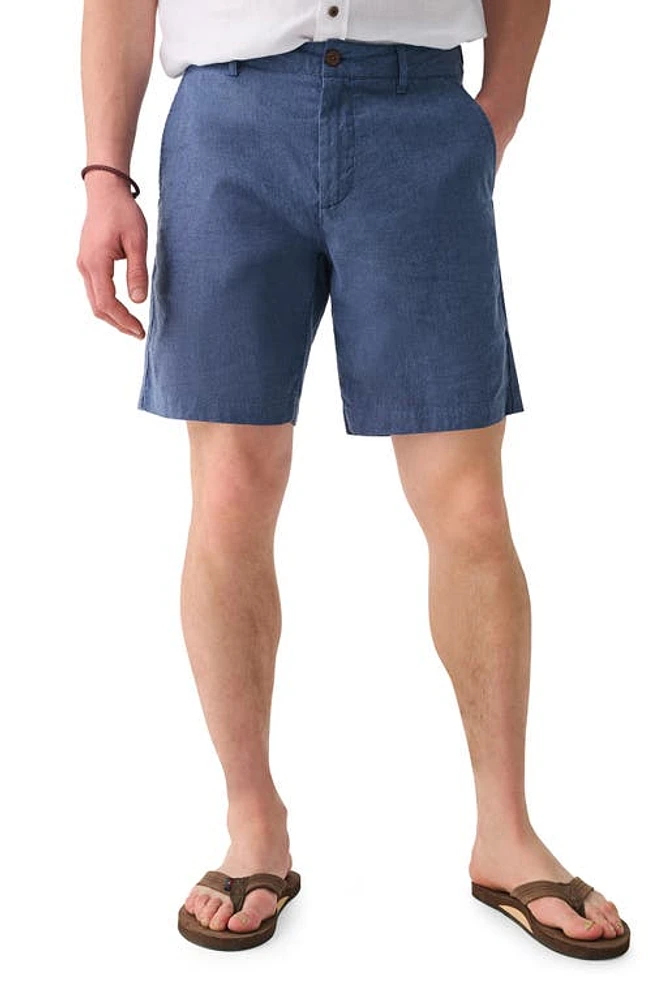 Faherty Tradewindes Linen Blend Chino Shorts in Night Sea at Nordstrom, Size 30