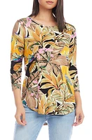 Karen Kane Floral Print Knit Shirttail Top Yellow at Nordstrom