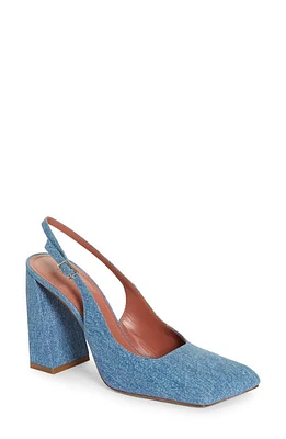 Amina Muaddi Square Toe Slingback Pump Denim at Nordstrom,