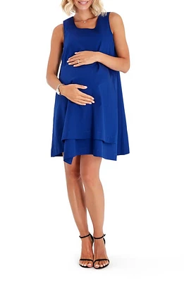 Accouchée Sleeveless Cotton Maternity/Nursing Swing Dress in Azure Blue at Nordstrom