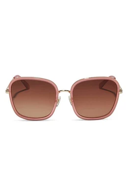 DIFF Genevive 57mm Polarized Square Sunglasses in Guava /Brown Gradient at Nordstrom