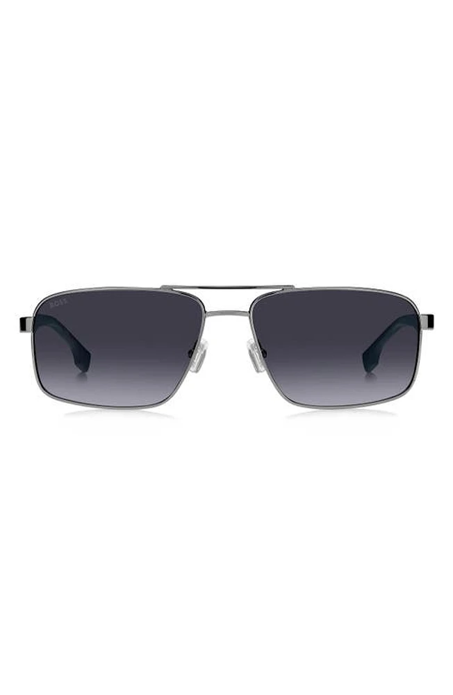 BOSS 59mm Aviator Sunglasses in Ruthenium Blue at Nordstrom