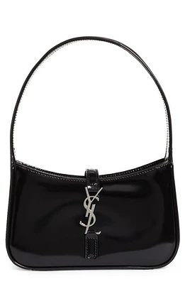 Saint Laurent Mini Le 5 à 7 Glossy Leather Shoulder Bag in Noir at Nordstrom