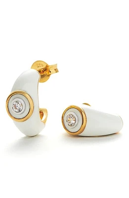 Missoma Cubic Zirconia Enamel Huggie Earrings in Gold at Nordstrom