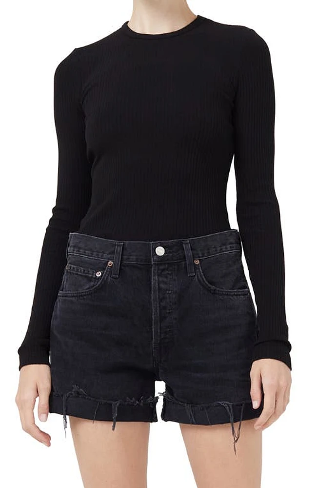 AGOLDE Alma Long Sleeve Top Black at Nordstrom,