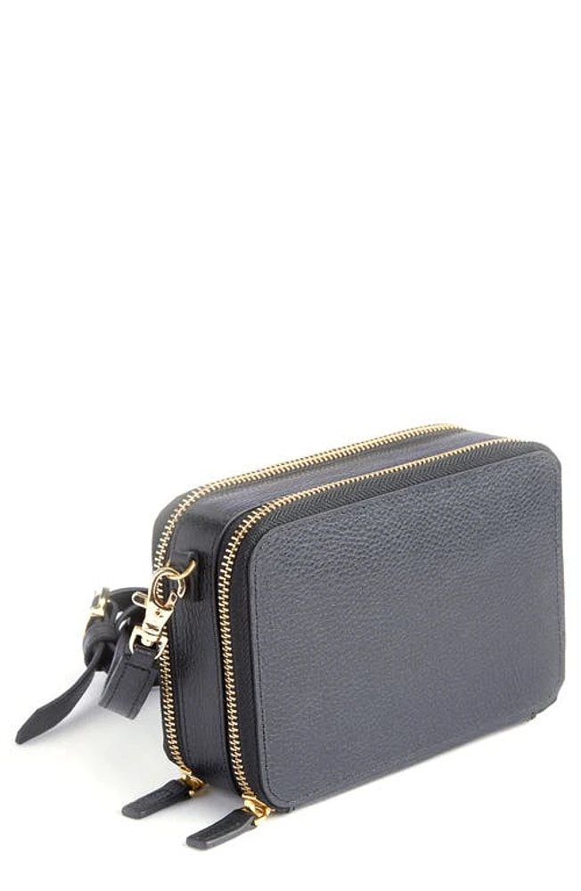 ROYCE New York Leather Crossbody Camera Bag in Black at Nordstrom