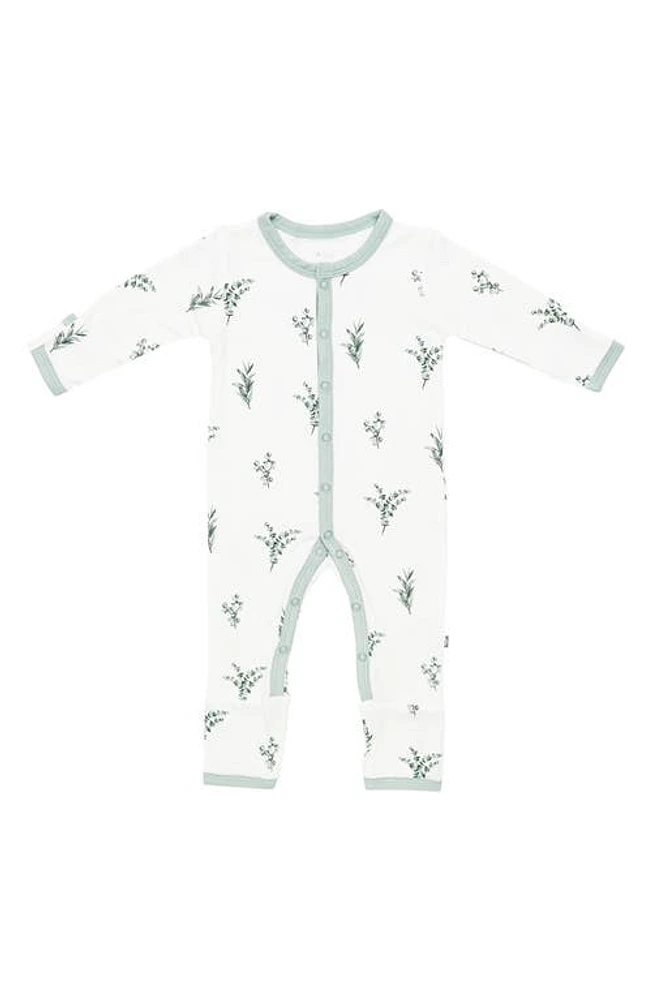 Kyte BABY Snap-Up Romper in White/Eucalyptus at Nordstrom