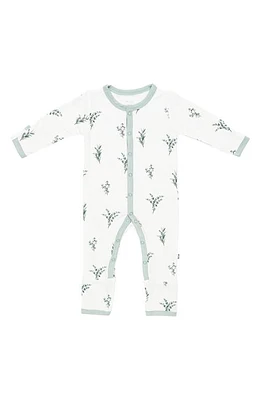 Kyte BABY Snap-Up Romper in White/Eucalyptus at Nordstrom