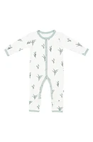 Kyte BABY Snap-Up Romper in White/Eucalyptus at Nordstrom