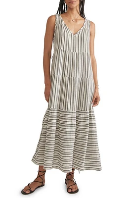 Marine Layer Corinne Stripe Maxi Sundress Black And White at Nordstrom,