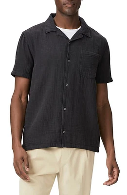 PAIGE Ellerton Gauze Camp Shirt Black at Nordstrom,