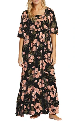 Billabong Full Bloom Smocked Maxi Dress Black Sands at Nordstrom,