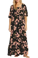 Billabong Full Bloom Smocked Maxi Dress Black Sands at Nordstrom,