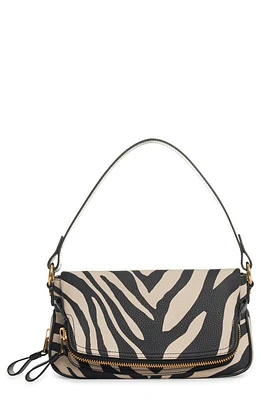 TOM FORD Zebra Stripe Calfskin Leather Shoulder Bag in Black/Beige at Nordstrom